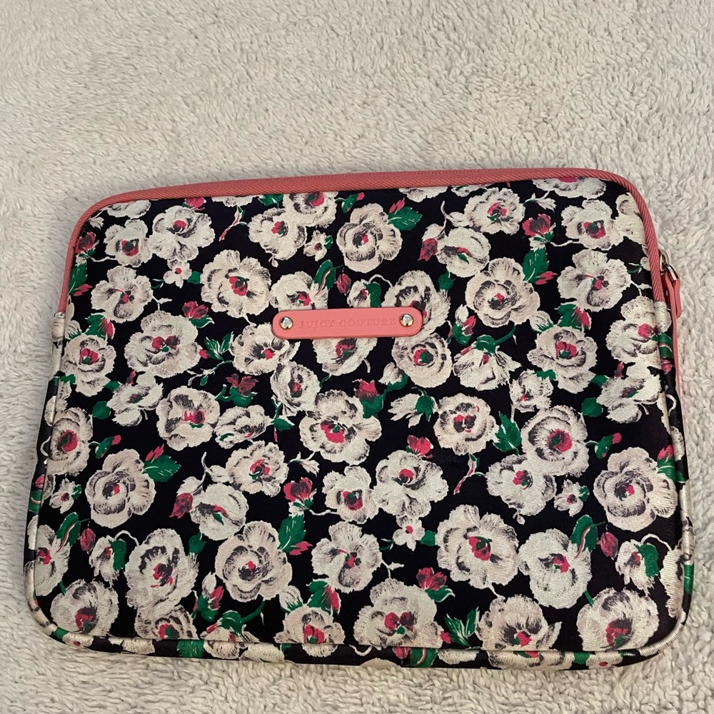 Juicy Couture Floral IPad Case - Black and Pink Like new